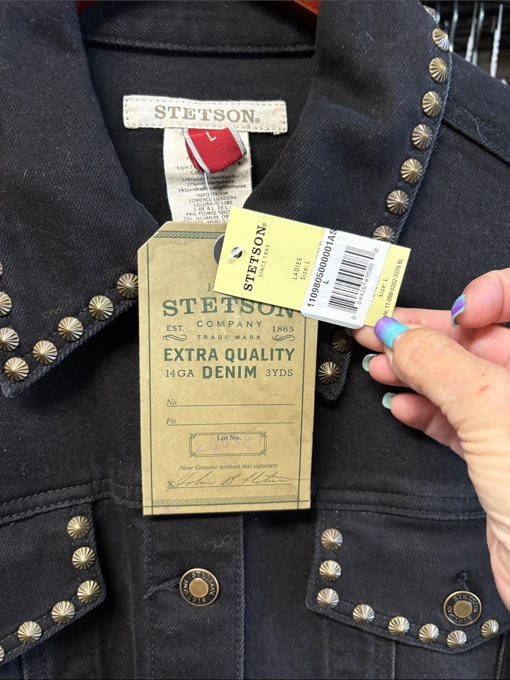 Stetson black denim studded jacket - Picture 8 of 8